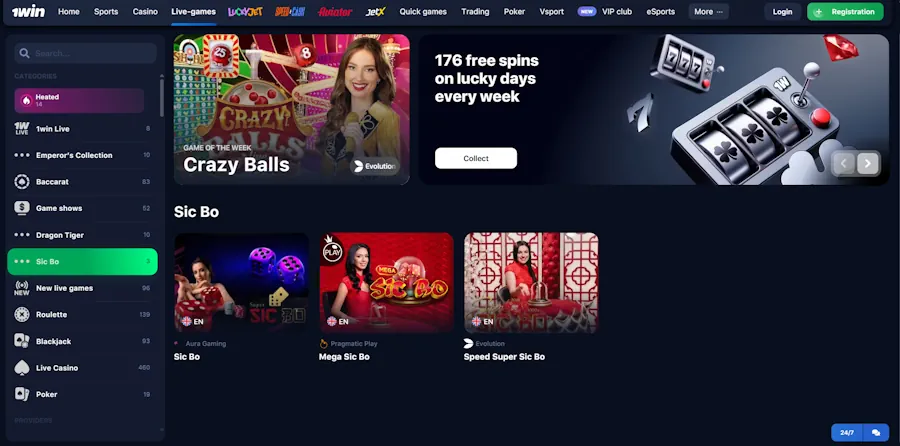 1win - Best Online Sic Bo Casinos in PH