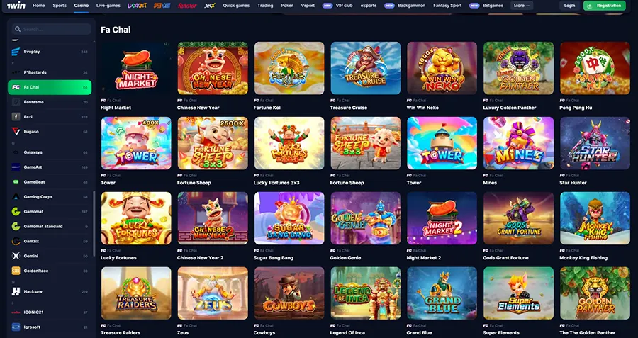 1Win Online Casino Fa Chai provider slots