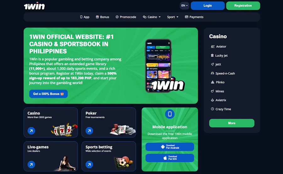 1win: Best mobile experience with no ID requirements