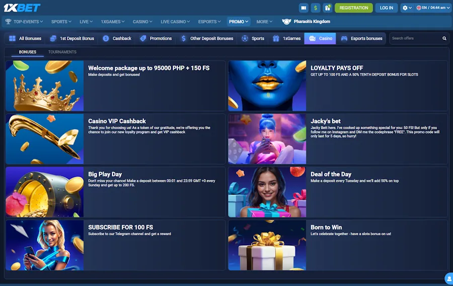 1xBet - Top Casinos Offering 25 Free Spins No Deposit