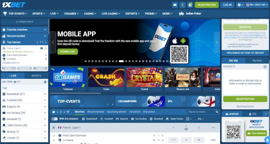 1xBet – Most sports markets