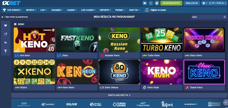 1xBet: Largest Variety of Keno Variants