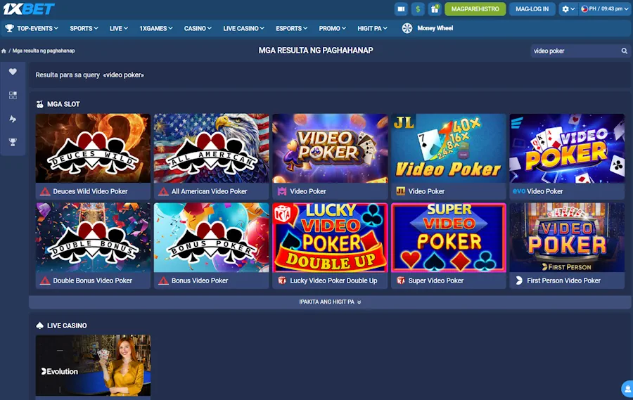 1xBet - Top 5 Video Poker Casinos in PH