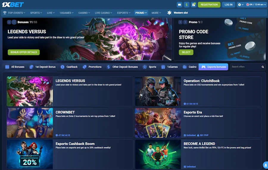 1xBet – 120% bonus with esports-specific rewards
