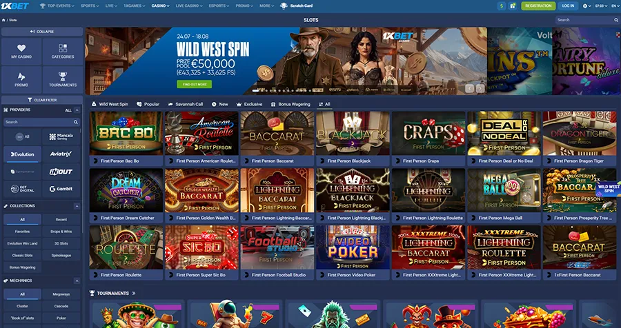 1Xbet Exclusive Evolution slots