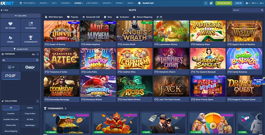 1XBet casino slots PG Soft provider for Filipino Players