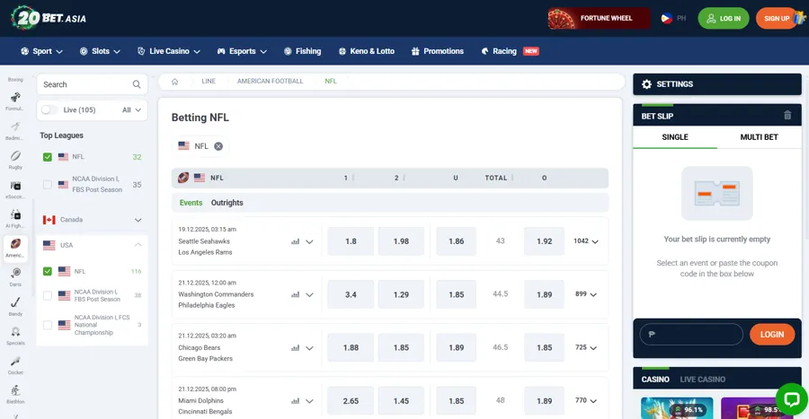 20Bet - Top 5 NFL Betting Sites