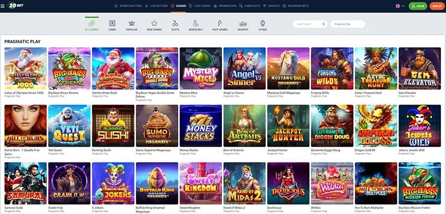 20Bet Casino Pragmatic Play slots