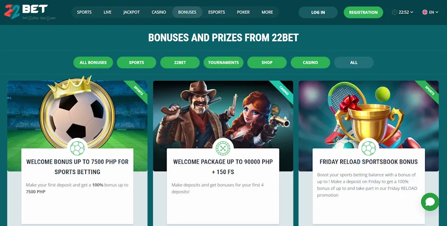 22bet-Top Casinos Offering 100 Free Spins No Deposit