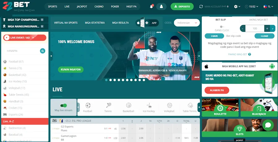 22Bet: Best GrabPay Sports Betting Site