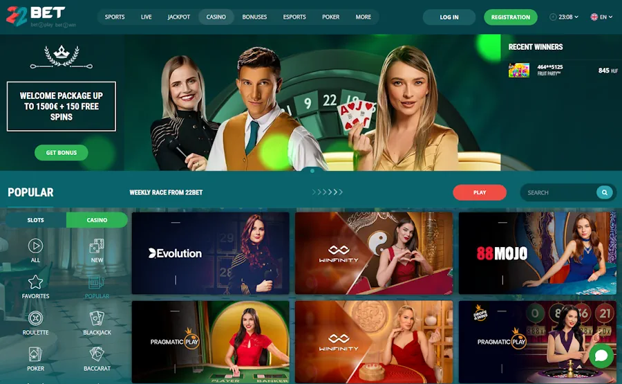 22Bet: Best for table game enthusiasts