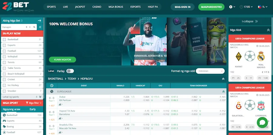 22bet - Best Cebuana Lhuillier Betting Sites