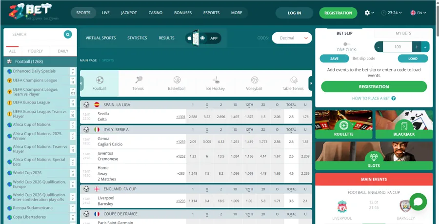 22Bet: Best for Live Betting on Champions League