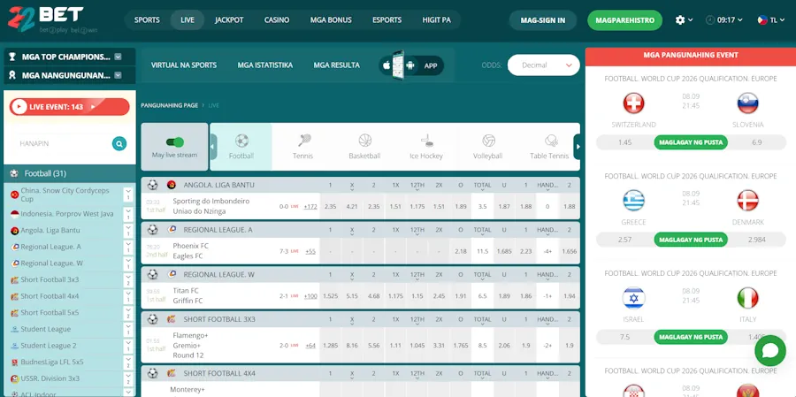 22Bet – Best for high-limit live betting