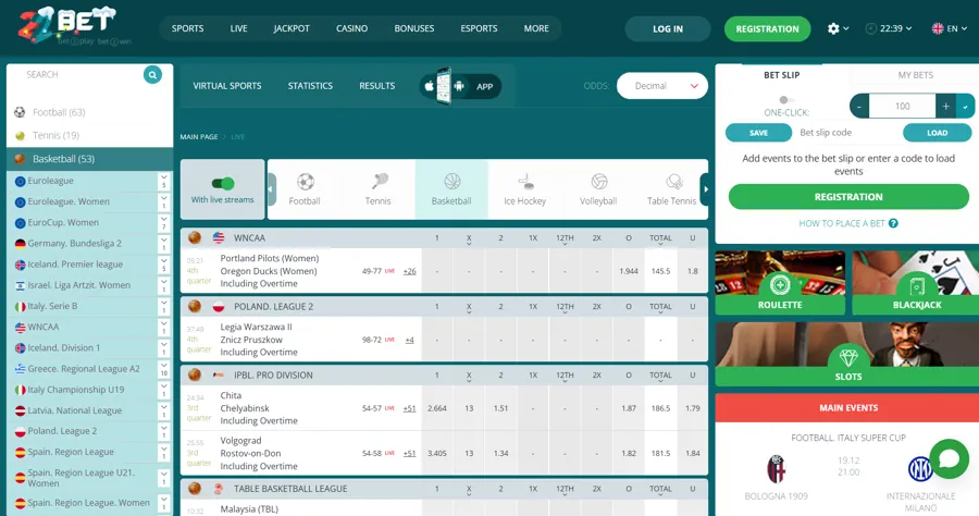 22Bet - Best Netball Betting Sites