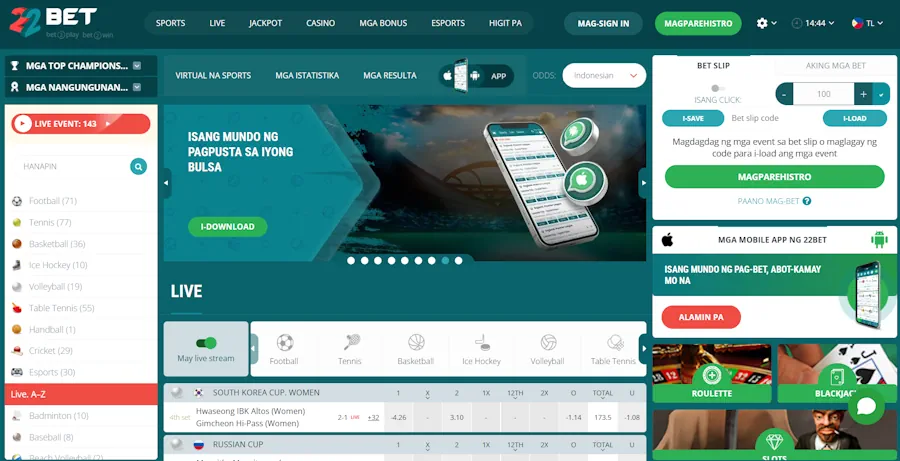 22Bet: Best for mobile instant play experience