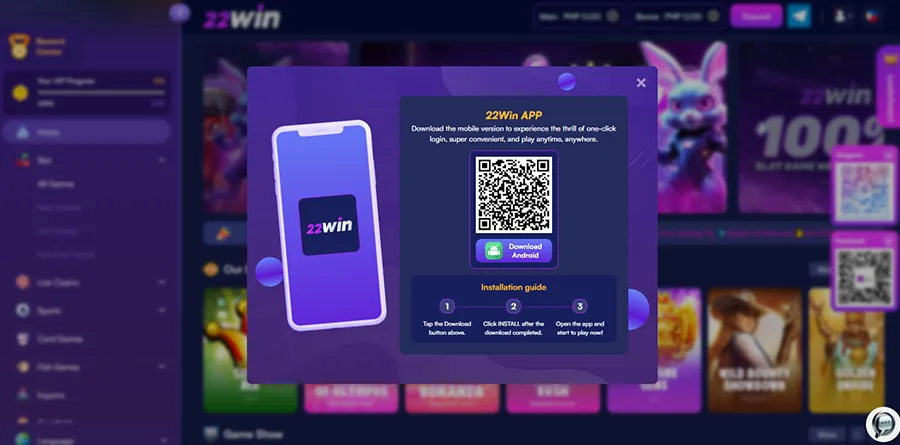 22Win Casino Mobile download