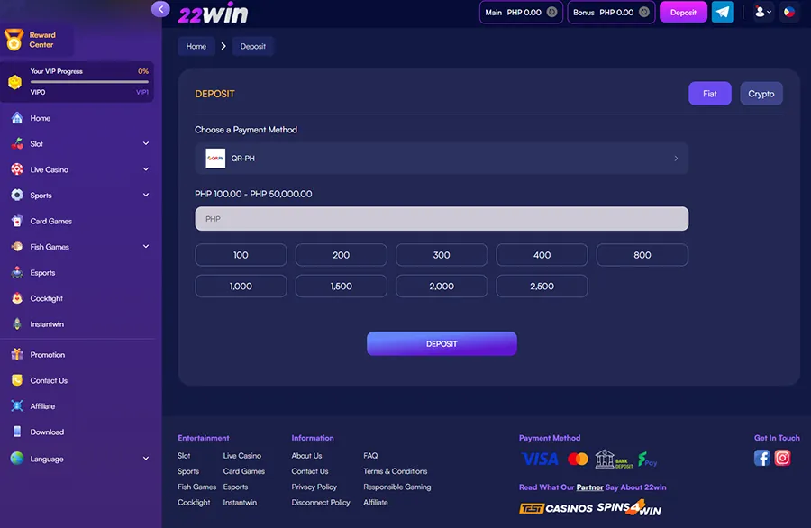 22Win Casino Payment