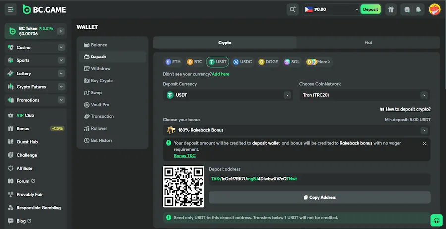 BC.Game - Best Tether (USDT) Betting Sites