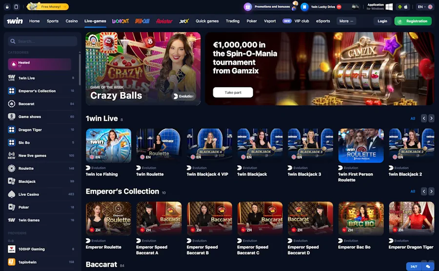1Win Best Live Online Casino