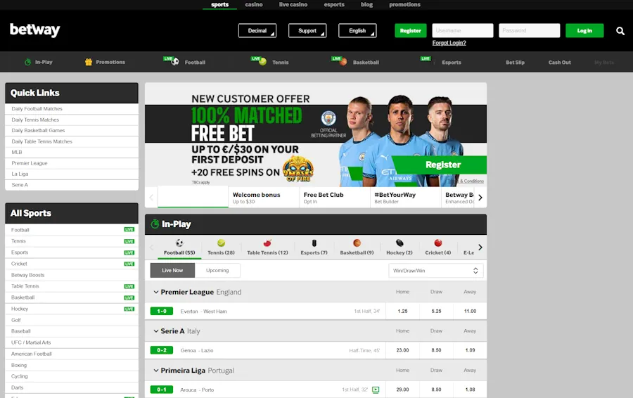 Betway: Best for traditional sports betting