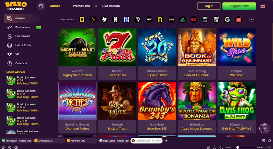Bizzo Casino Game Library