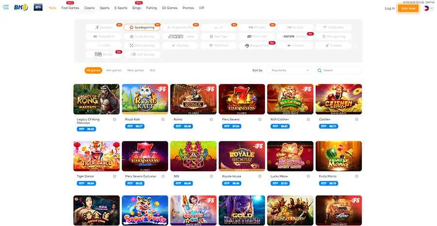 BK8 Casino Spade Gaming provider slots