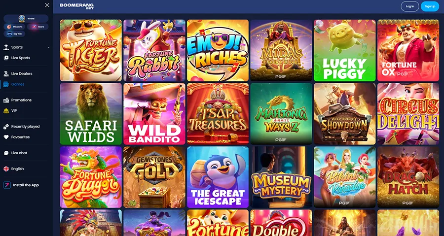 Boomerang casino slots PG Soft provider for Filipino Players