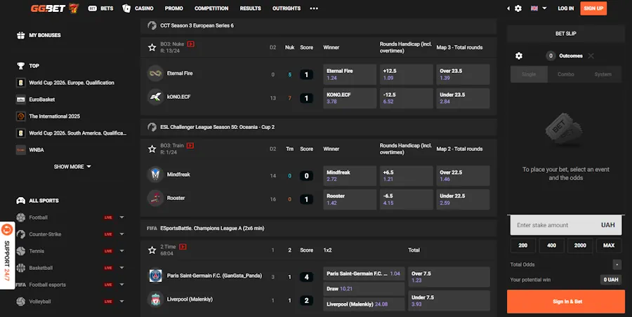 GG.BET – Best for esports and crypto users