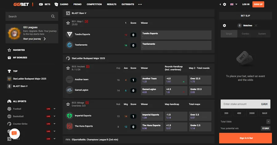 GGBet – Ideal for esports betting