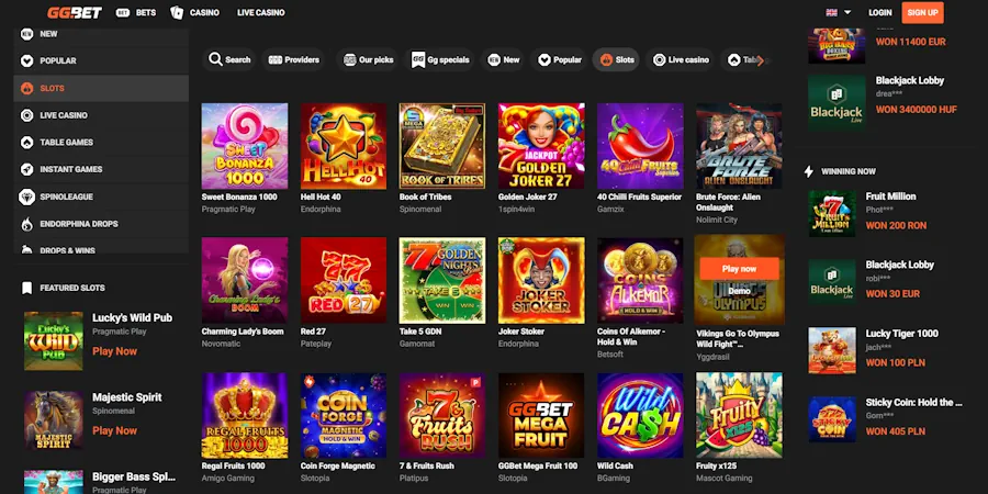 GGBet Game Selection 