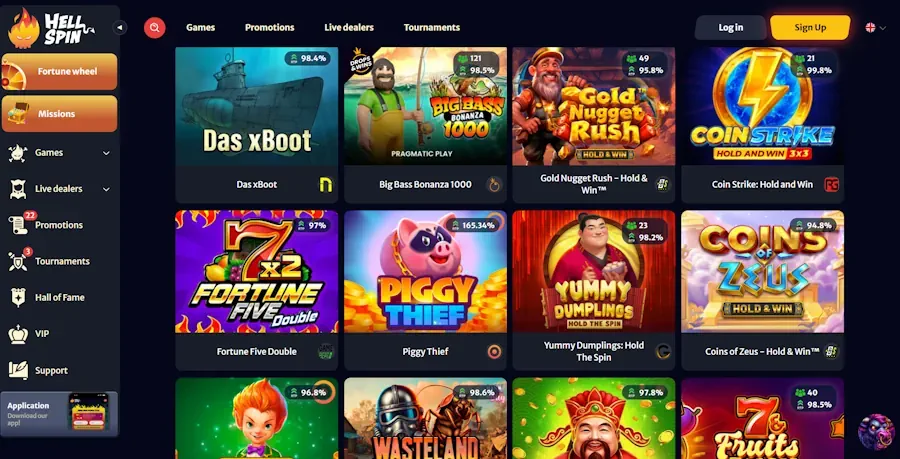 HellSpin Game Selection