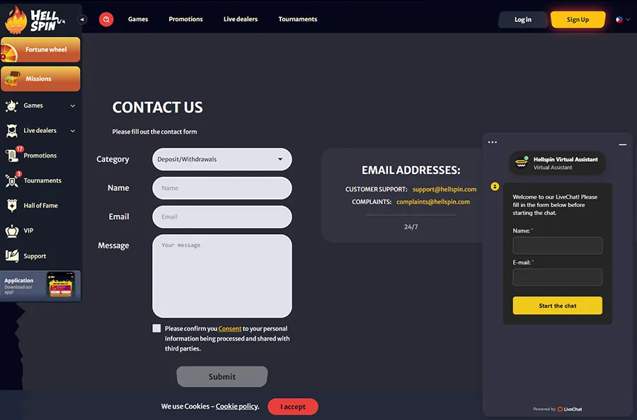 Hellspin Casino Customer Support