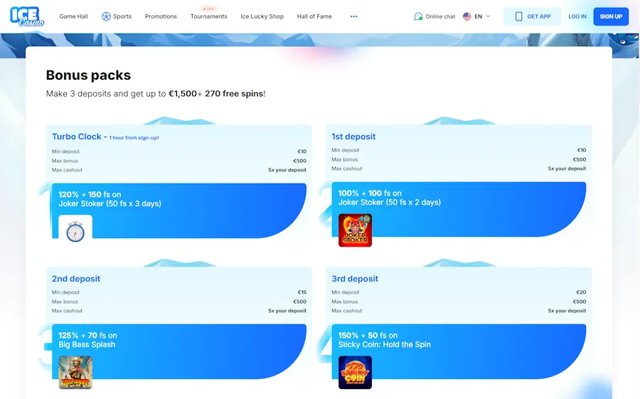 Ice Casino – 450 spins + 50 loyalty spins