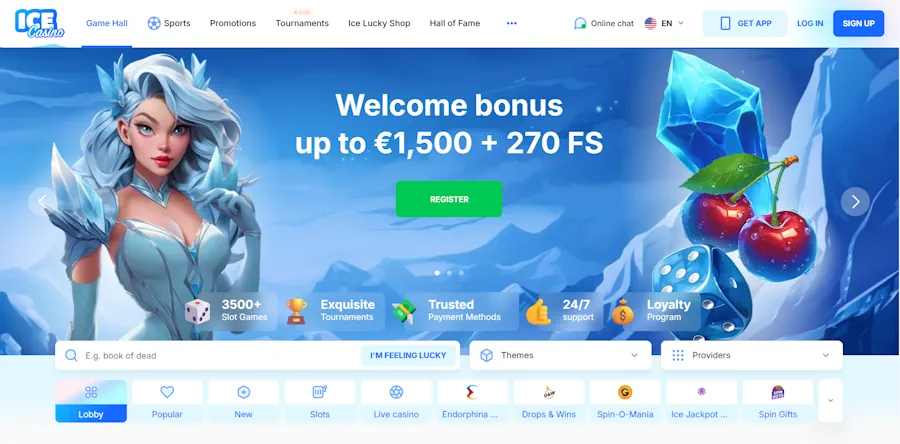 Ice Casino – 268 free spins, 25x WR