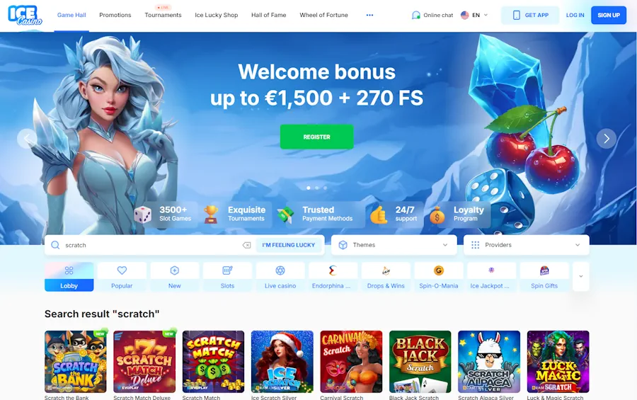 Ice casino: Most generous scratch card bonuses