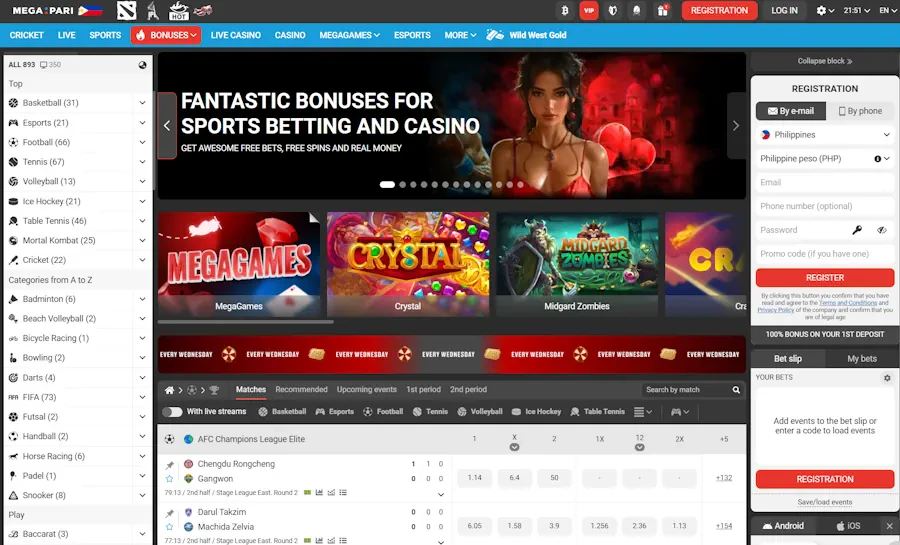 MegaPari – Sites with deposit methods