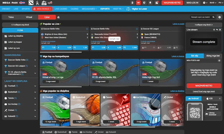 MegaPari – Best for esports and in-play betting