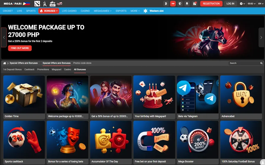 Megapari – 130% up to ₱22,977 + 30 Free Spins