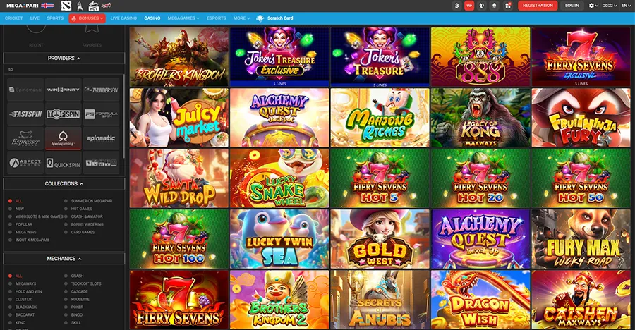 Megapari Casino Spade Gaming provider slots