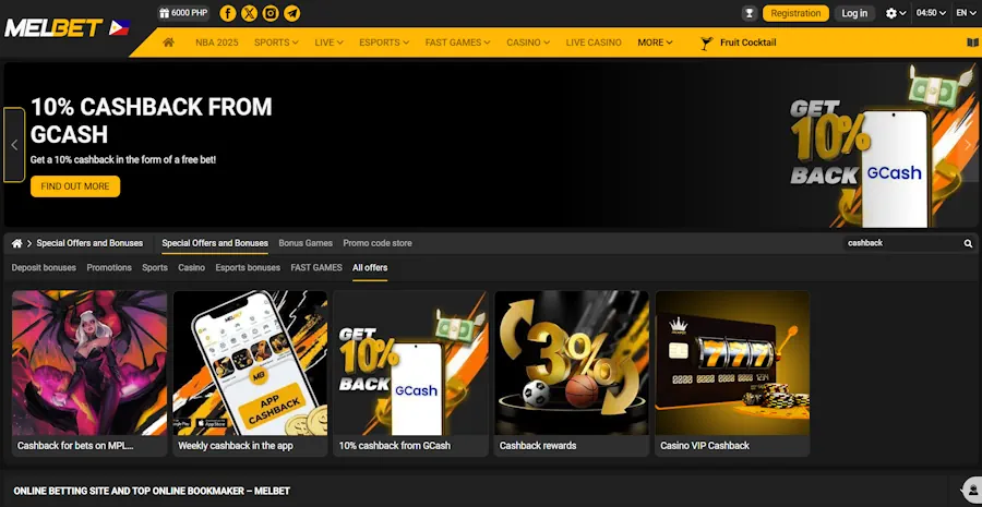 MelBet – 10% cashback + welcome bonus