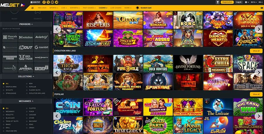Melbet Casino Spade Gaming provider slots