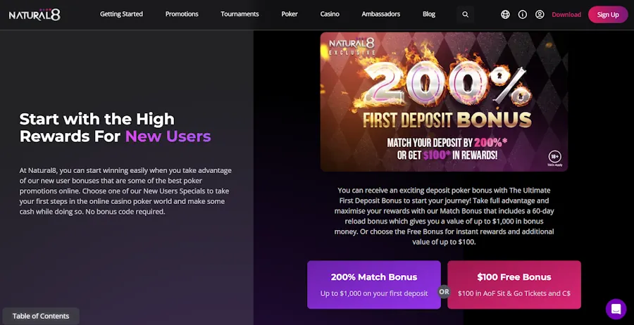 Natural8 – 10% Cashback + Reload Bonuses