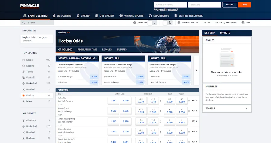 Pinnacle - Trusted hockey betting sites in the Philippines