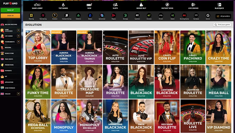 Playamo Live Casino Experience Evolution Gaming