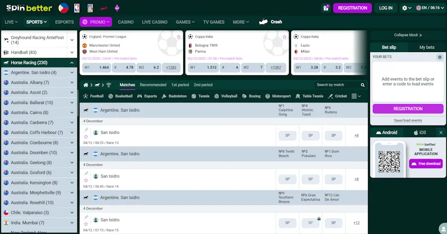 Spinbetter – Excellent live streaming options