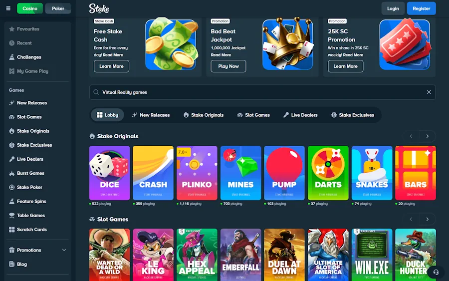 Stake - Best VR Casinos in the Philippines