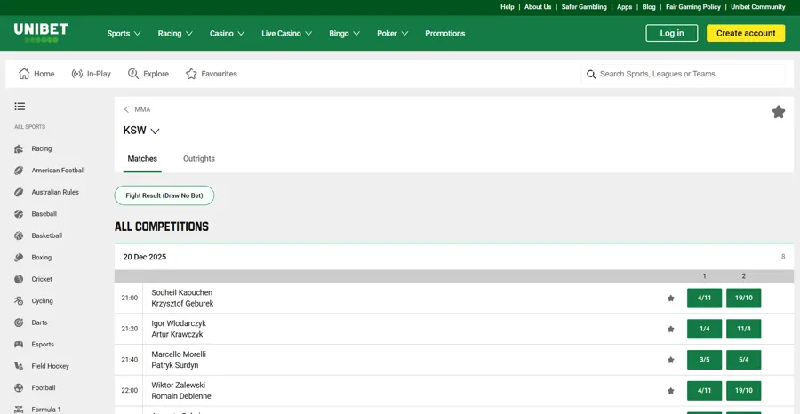Unibet - Top MMA Betting Sites for Filipino Bettors