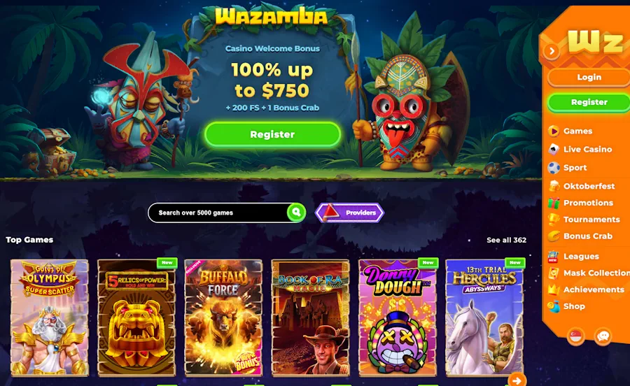 Wazamba: Provably fair games with 97.8% average return