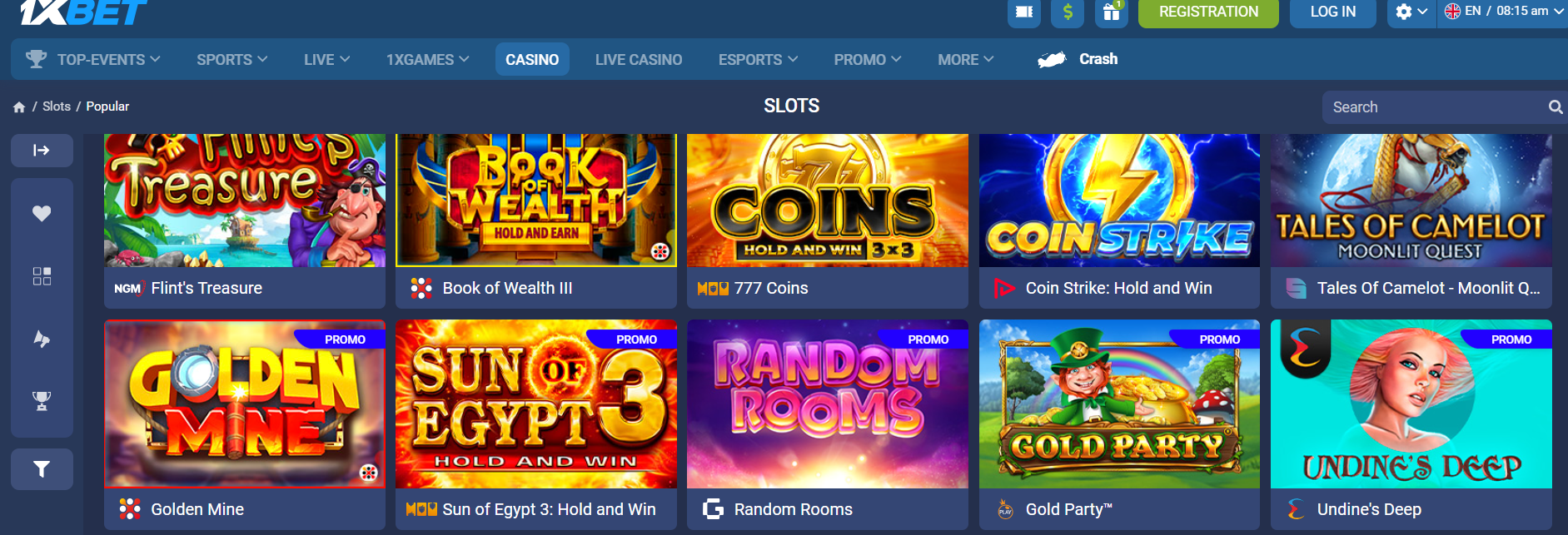 1xBet Slot Page